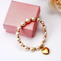 Bracciale religioso Albero della Vita con perle bianche e ciondolo a cuore in scatola - Cuore