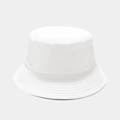 Close-up of premium white cotton bucket hat with detailed stitching and clean texture - One Size / White