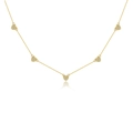 Elegant gold S925 silver necklace with five heart pendants pavé-set with white zircons - 18K Gold