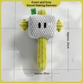 Green and grey plush hammer squeaky toy for dogs with durable knotted rope 25x20cm - Green Gray