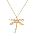 Elegant gold dragonfly pendant necklace with sparkling cubic zirconia on O-chain - Dragonfly Center Oval Zirconia Luxury Style (CN001921YH)