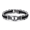 Herren Armband aus geflochtenem Nylon mit graviertem Edelstahlverschluss im Retro-Stil - Totem-Stil (KB96855-BD)