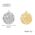 25mm Tree of Life pendants in gold and silver finish with detailed rose embossing - Style 9