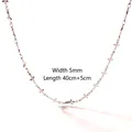 Silver stainless steel cross link chain necklace 5mm width and 40+5cm length - Cross Choker Necklace / Silver/5mm Width/40+5cm Length