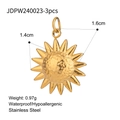 Golden sun-shaped stainless steel pendant for DIY jewelry, 1.6cm waterproof charm - Sun Shape Pendant Set (JDPW240023-3PCS)