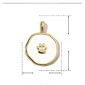 Detailed view of 18mm golden copper and white enamel cat paw pendant with weight specs - White Paw Print