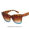 Oversized fashion sunglasses with leopard and transparent blue frame and brown lenses - Top Tortoiseshell Bottom Blue Tea Lenses