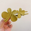 Pince à cheveux papillon vert olive mat avec double design papillon pour la coiffure - Papillon / Jaune