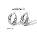 Minimalist silver curved hoop earrings 30mm diameter with polished stainless steel finish - Silver-30mm