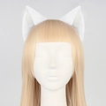 Handmade plush white cat ear headband for cosplay and Lolita accessories style - White