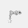 Zilveren roestvrijstalen bot oorsteker met letter B en sterren hanger detail - Bot Letter B Ster Hanger (A04-5#)