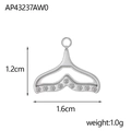 Polished silver whale tail pendant showing dimensions 1.2cm height and 1.6cm width - Silver Fish Tail Style (AP43237AW0)