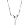 Silver stainless steel chain necklace featuring a polished letter Y pendant for women - Letter Y Style (KN233989-Z)
