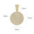 Pendentif rond doré serti de zircons AAAA+, dimensions de la pièce 39mm x 39mm - Pendentif Médaille Ronde 39mm Doré Seul (Sans Chaîne) / Or