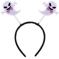 Halloween headband featuring white ghosts with pink glitter bows on silver springs - 26# Ghost