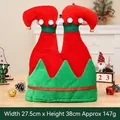 Gorro de elfo navideño en rojo y verde con cascabeles y pompones para decoración de fiesta - Bolsa OPP Individual / Rojo y Verde