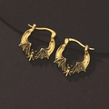 Vintage gold vampire bat earrings in gothic style for Halloween jewelry fashion - Antique Gold