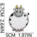 Dettaglio della toppa ricamata a mucca che mostra la trama e le dimensioni 6,7x5 cm - Stile 23 (5x6.7cm)