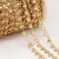 Catena per gioielli fai-da-te a cuore dorato con maglie in metallo traforato - Oro - Cuore / 1 Metro/Confezione
