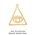 Golden stainless steel triangle pendant with all-seeing eye design, size 26.5x30.5mm - Triangle Eye Style (LA008) / 5 Pieces / Gold