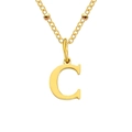 Collier minimaliste en acier titane doré avec pendentif lettre C et perles de chaîne - Lettre C / Or
