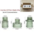 Set of 3 green ribbed glass candlesticks in various shapes for home decor styling - Tools Set Combo / Green