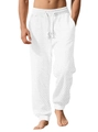 Pantaloni jogger da uomo bianchi in maglia con trama a rombi jacquard indossati da modello - S / Bianco