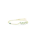 Elegantes vergoldetes S925-Silberarmband mit grünen Zirkonia-Blättern und verstellbarer Kette - Gold