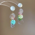 Boucles d'oreilles élégantes en perles multicolores avec pétales en résine et anneaux dorés - Blanc-Jaune-Rose (7# Silver Earring Post)