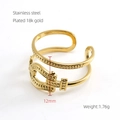 18k gold plated stainless steel open ring with double layer belt buckle design - Horseshoe Buckle Double Layer / Gold