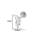 Silver stainless steel ear tragus stud with marquise-cut marquise zirconia leaf design - Curved Leaf Branch (0159-3#) / Silver