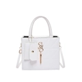 White quilted square handbag with golden SS hardware and small matching coin purse - White