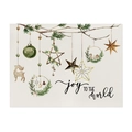 Christmas cotton linen table mat with Joy to the World calligraphy and holiday motifs - CD102-7(Joy to the World)