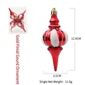 Rot-weiß gestreifter Weihnachtsanhänger in Kürbisform, glänzende Festtagsdekoration 12,9cm - Kürbisform / Rot