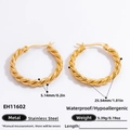 Gedrehte Creolen aus 18k vergoldetem Edelstahl mit 25 mm Durchmesser und 5 mm Breite - Seil Textur Creolen EH11602