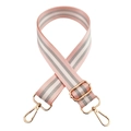 Adjustable woven handbag strap in pink and grey stripes with rose gold metal hooks - Light Pink Gold Buckle