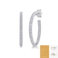 S925 sterling silver moissanite hoop earrings with GRA certificate on white background - 74 Moissanite Stones (With Certificate)