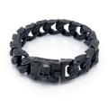 Pulsera punk negra mate para hombre con calavera, eslabones texturizados y acero inoxidable - Estilo de Calavera Negra (KB151739-JX)