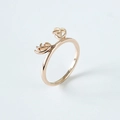 Minimalist deer antler ring in rose gold finish for a stylish feminine jewelry look - Simple Antler / Rose Gold