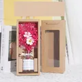 Pink dried flower gift set with glass vase and matching paper bag for Women's Day - Pink Gypsophila