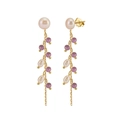 Bohemian tassel drop earrings with natural pearls and turquoise-style beads in gold finish - 14K Gold Style (MPE05)