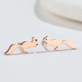 Elegant rose gold squirrel stud earrings in a running animal design for women - 511 Rose Gold (Squirrel)