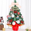Mini 60cm pink themed Christmas tree with red base and festive ornaments for desk display - SYT316