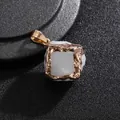 Irregular white crystal pendant with gold electroplated edge and metal bail - Gold Edge White Jade Cube 20mm - Pendant Only