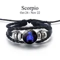 Bracelet constellation du Scorpion réglable en cuir tressé multicouche lumineux - Scorpion
