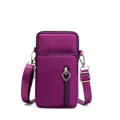 Purple large vertical crossbody phone bag in waterproof nylon with headphone jack detail - Large (With Headphone Jack) / Deep purple
