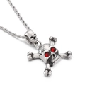 Hip hop skull pendant with red stone eyes on silver twist chain necklace for men - Silver Red Eye Skull Pendant (No Chain Included) (KP97922-KJX)