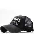 Detail of HUGS kidding embroidery on washed cotton distressed ponytail baseball cap - Dark Grey with Black Mesh HUGS kidding(09)