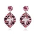 Pink glitter Halloween earrings featuring white ghosts, black bats and pumpkins - Pink Glitter Ghost Rhombus Style (CE00315)