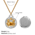 Cancer zodiac relief coin necklace in 18K gold plated stainless steel, 5.6g weight - Two-tone Cancer